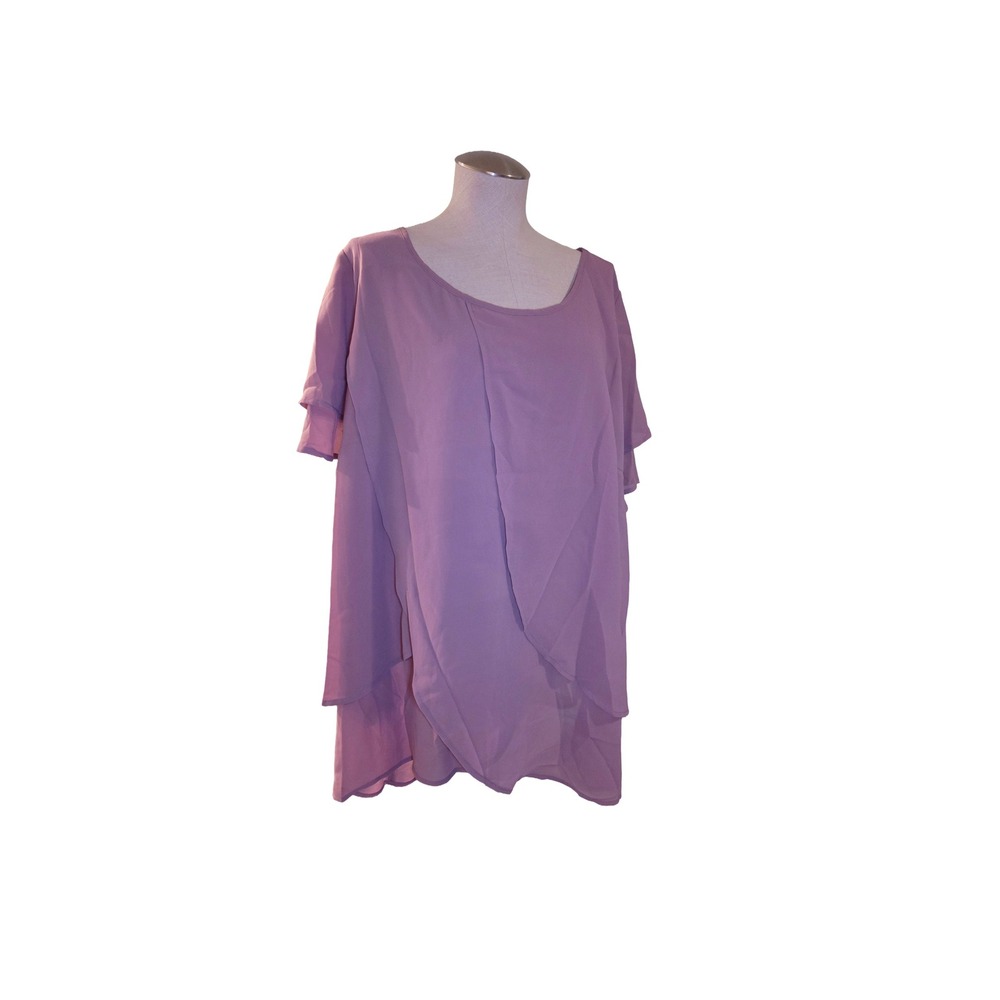 BloomChic Lavender Sheer Chiffon Blouse Top Plus Size 22-24 NWT Asymmetrical - Picture 5 of 8